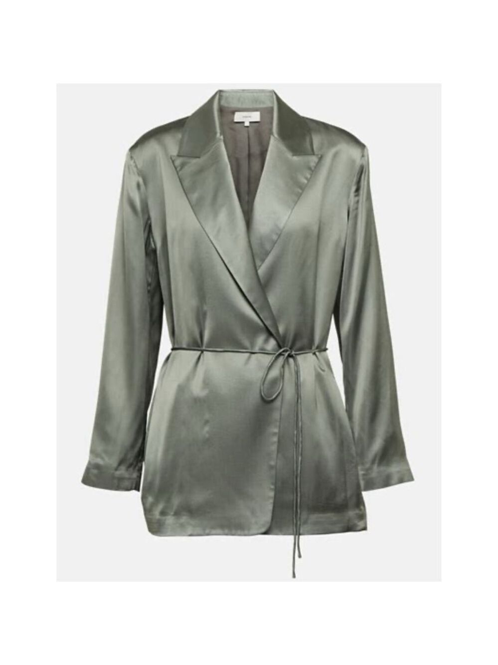 NWT Vince Self-Tie Satin Blazer Sage Green Size 10
